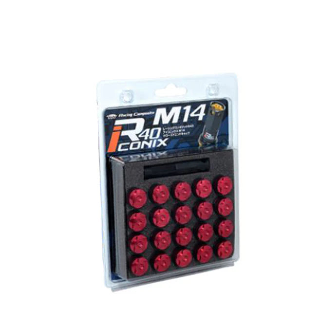 Project Kics 14x1.25 R40 Iconix Aluminum Cap Set - Red (20 Pcs)