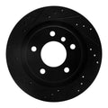 R1 08-13 BMW 128I Rear Left Drilled & Slotted Black Brake Rotor