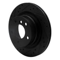 R1 08-13 BMW 128I Rear Left Drilled & Slotted Black Brake Rotor