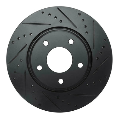 R1 02-06 Infiniti I35 Front Right Drilled & Slotted Black Brake Rotor