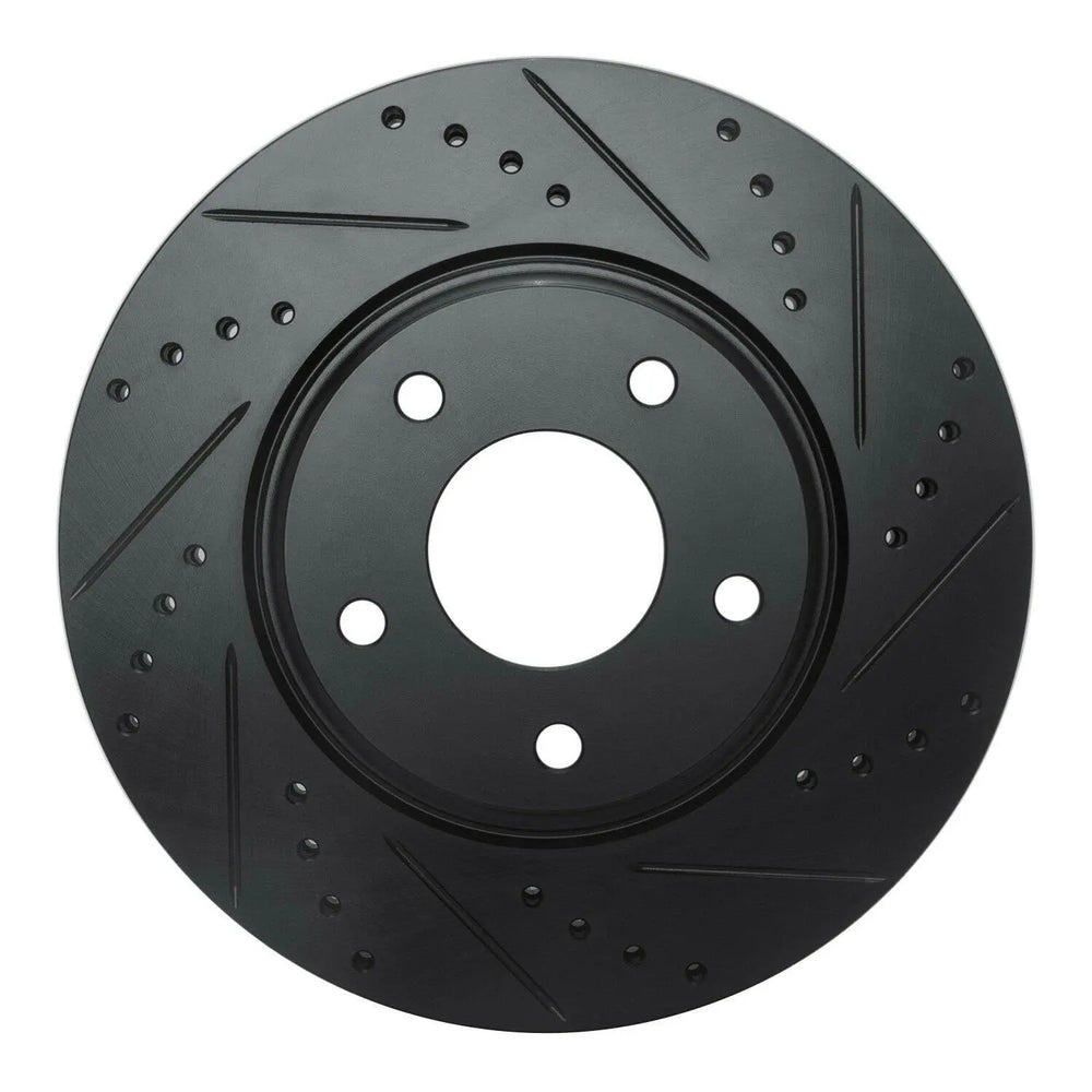 R1 02-06 Infiniti I35 Front Right Drilled & Slotted Black Brake Rotor