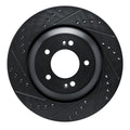 R1 2019-2025 Hyundai Elantra N Rear Left Drilled & Slotted Black Brake Rotor