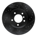 R1 01-08 BMW 330I Front Right Drilled & Slotted Black Brake Rotor
