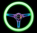Classic Wood Grain Wheel - 350mm 3 Neochrome spokes - Glow-in-the-dark PURPLE Color