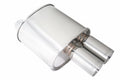 Megan Universal muffler 2.5 Pipe 3 Dual Stainless Roll Tips (offset piping) 14lbs 21x12x8