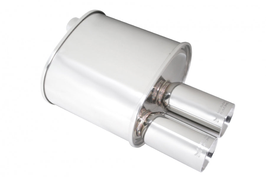 Megan Universal muffler 2.5 Pipe 3 Dual Stainless Roll Tips (offset piping) 14lbs 21x12x8