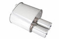 Megan Universal muffler 2.5 Pipe 3 Dual Stainless Roll Tips (offset piping) 14lbs 21x12x8