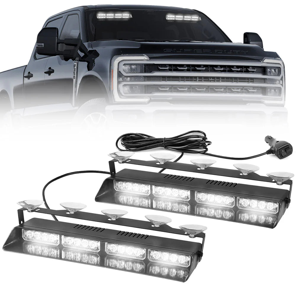 14IN FRONT WINDOW LED STROBE LIGHT BARS (SUCTION CUP INSTALL) 2PC
