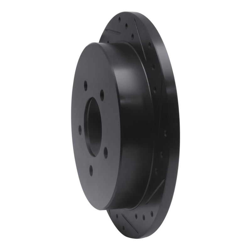 R1 97-04 Ford F-150 RWD Rear Right Drilled & Slotted Black Brake Rotor