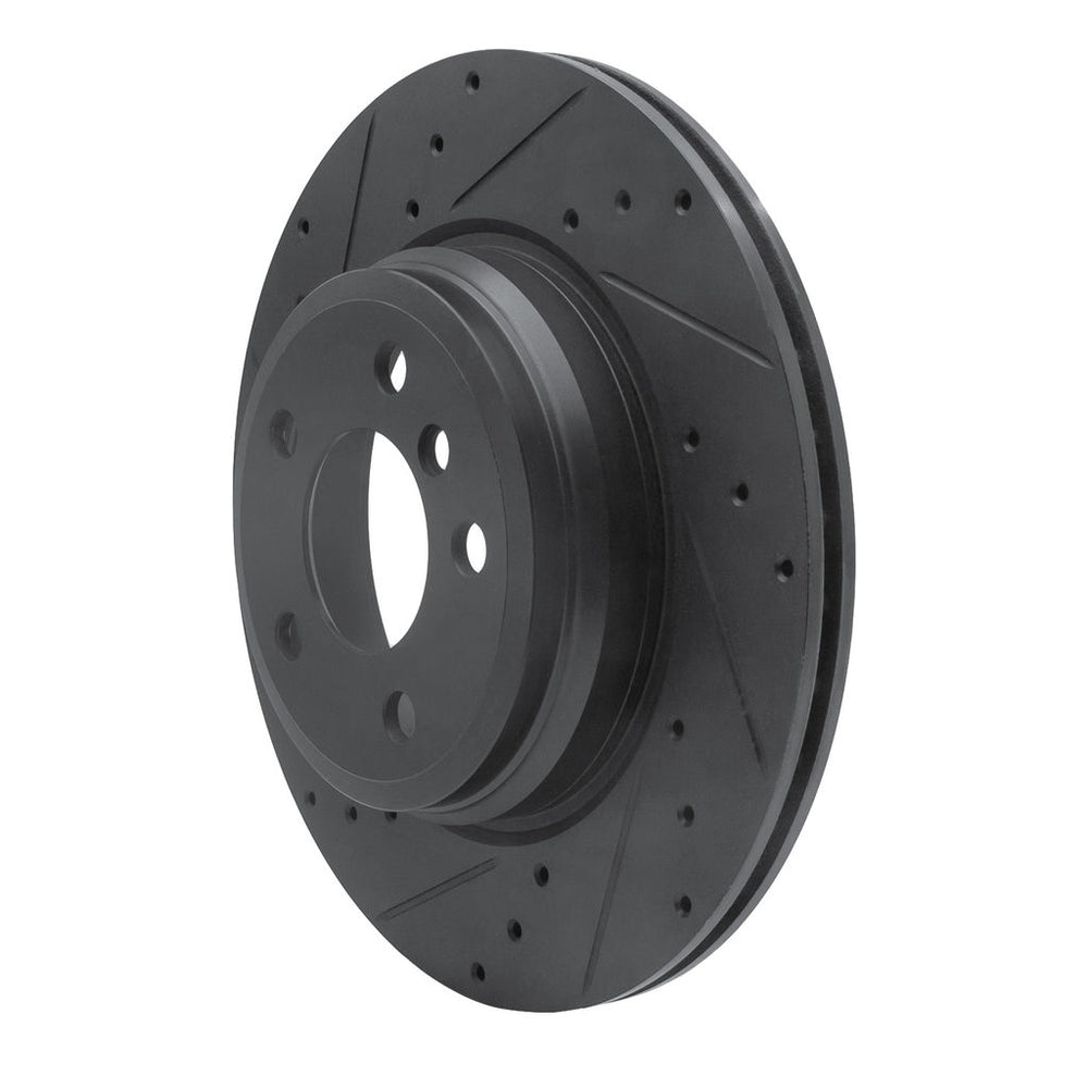 R1 12-20 BMW 330I Rear Left Drilled & Slotted Black Brake Rotor