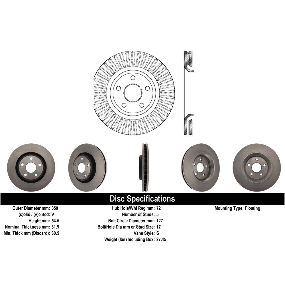 Centric 11-20 Jeep Grand Cherokee GCX Rotor w/Full Coating - Front