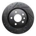R1 01-03 Volkswagen EuroVan Rear Left Drilled & Slotted Black Brake Rotor