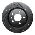 R1 2001-2003 Volkswagen EuroVan Rear Right Drilled & Slotted Black Brake Rotor