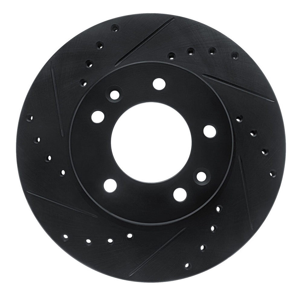 R1 86-91 Mazda RX-7 Front Left Drilled & Slotted Black Brake Rotor