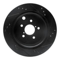 R1 14-18 Subaru Forester Rear Left Drilled & Slotted Black Brake Rotor