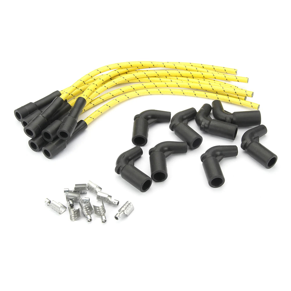 PLUG WIRE KIT LS COIL TO PLUG 180D PLUG 90D COIL CUT TO FIT YELLOW W/BLK TRAC