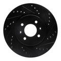 R1 12-23 Hyundai Accent Front Right Drilled & Slotted Black Brake Rotor