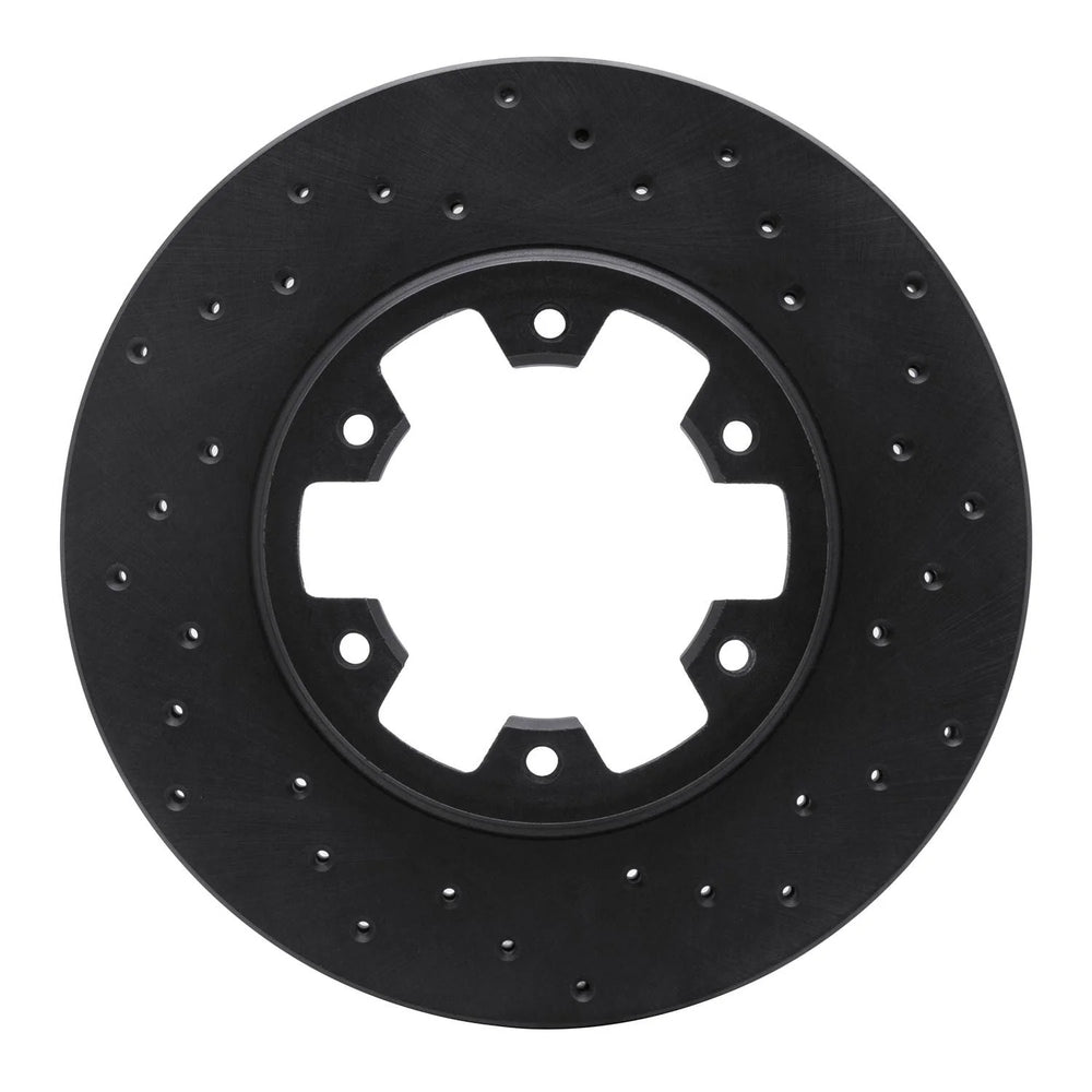 R1 85-02 Nissan 720 Datsun Front Right Drilled Black Brake Rotor