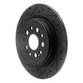 R1 17-25 Acura RDX Rear Left Drilled & Slotted Black Brake Rotor