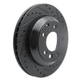 R1 03-18 Audi Q7 Rear Right Drilled & Slotted Black Brake Rotor
