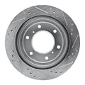 R1 00-06 Mitsubishi Montero Rear Left Drilled & Slotted Silver Brake Rotor