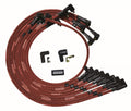 Moroso SBC Under Header 90 Deg Plug Non-HEI Sleeved Ultra Spark Plug Wire Set - Red