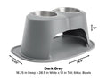 WeatherTech Pet Feeding System Double High 64oz 12in. Stainless Bowl - Dark Grey