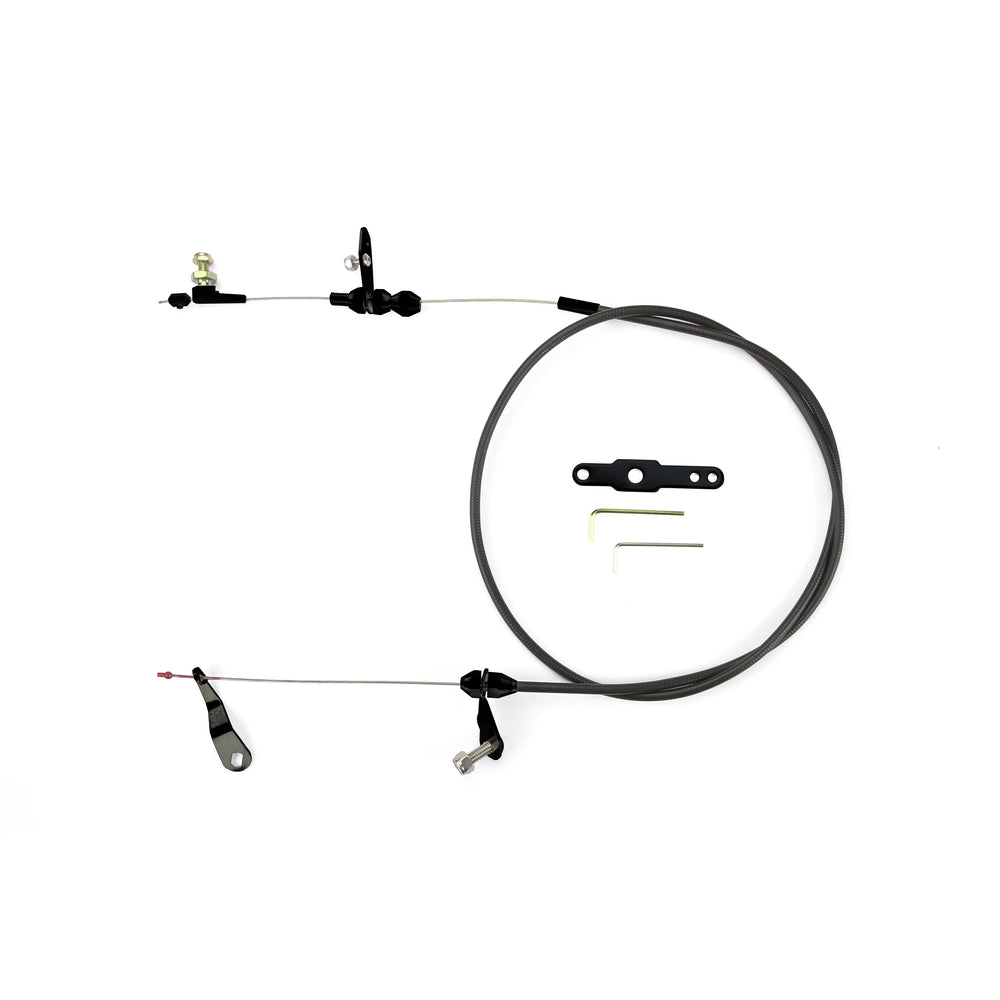48IN UNIVERSAL BLACK HOUSING C6 BLOWER DRIVE KICKDOWN CABLE W/ BLACK FITTINGS