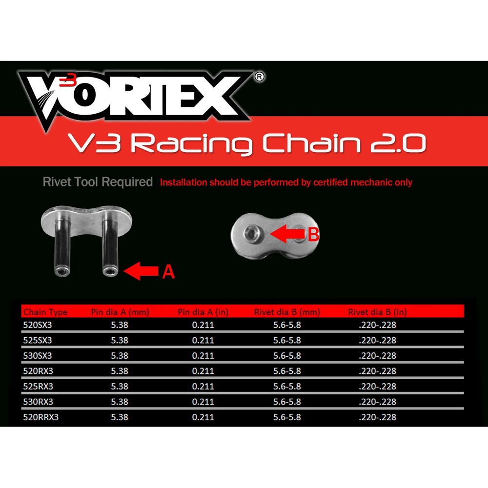 Vortex Racing V3 2.0 Chain and Sprocket Kit 3516-17,438S-45,G530SX3-116- Gold