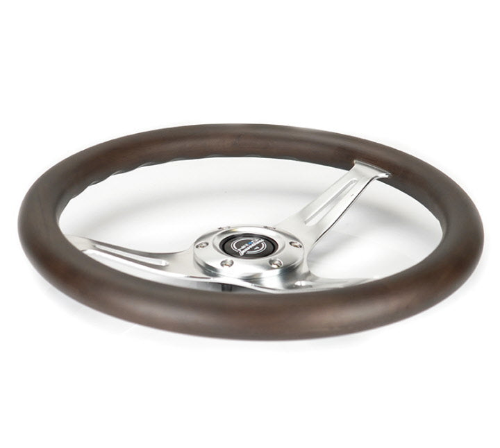 NRG Classic Wood Grain Wheel - 350mm 3 Chrome Silver Spokes Oak Color Wood