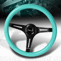 NRG Classic Wood Grain Steering Wheel (350mm) Minty Fresh Color Grip w/Black 3-Spoke Center