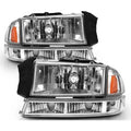 ANZO 2000-2004 Ford Excursion Crystal Headlight w/ Corner Light Chrome Amber (w/o Bulb)