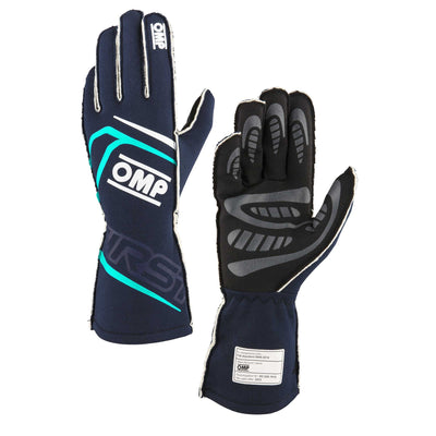 OMP FIRST GLOVES FIA 8856-2018 MY2025 NAVY BLUE / TIFFANY SZ S