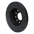 R1 90-97 Audi S4 Rear Left Drilled & Slotted Black Brake Rotor