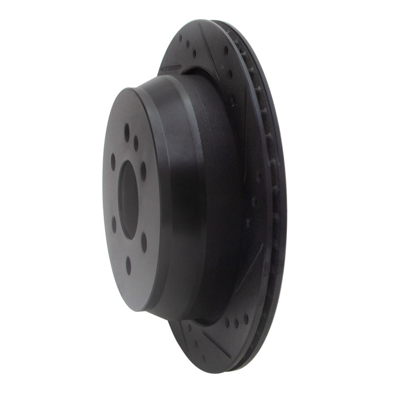 R1 15-20 Chevrolet Colorado Rear Right Drilled & Slotted Black Brake Rotor