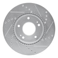 R1 10-11 Kia SOUL Front Left Drilled & Slotted Silver Brake Rotor