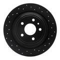 R1 13-20 Ford Fusion Rear Right Drilled Black Brake Rotor