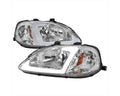 OE HEADLIGHT WITH LED BAR CHROME HOUSING CLEAR LENS - USES STOCK BULBS