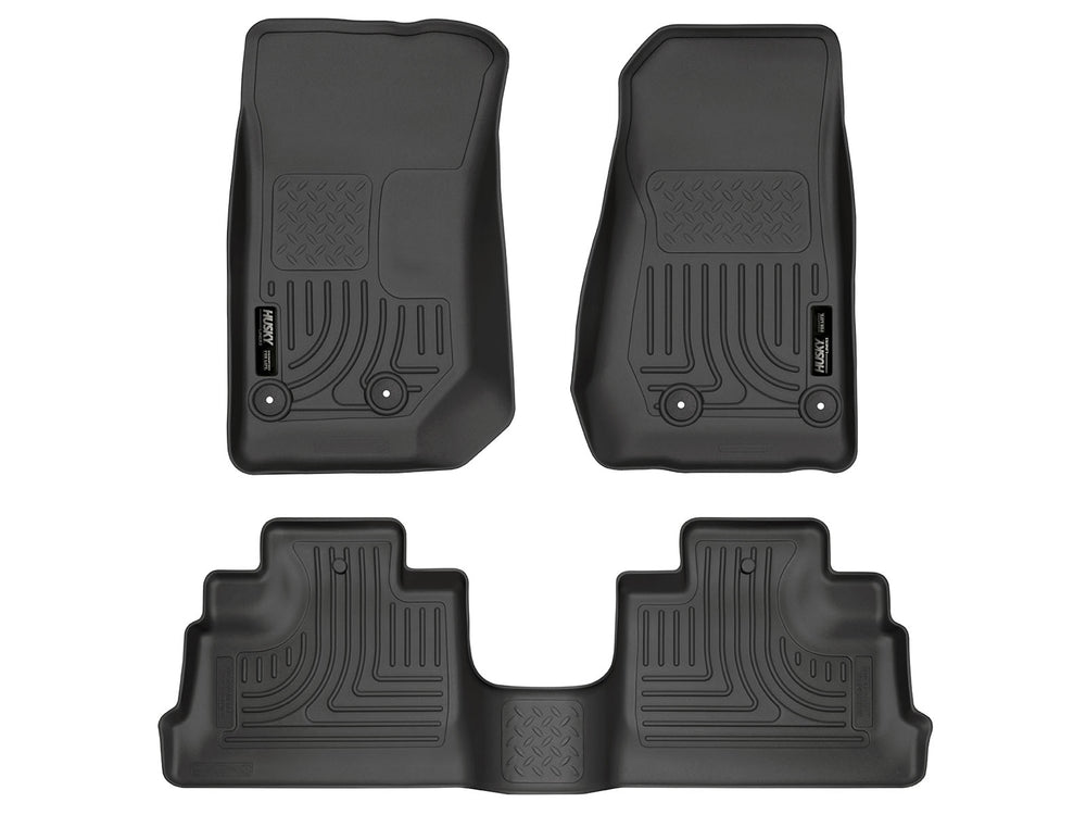 0718 WRANGLER JK UNLIMITED 4DR WEATHERBEATER FRONT & 2ND ROW FLOOR LINER BLACK