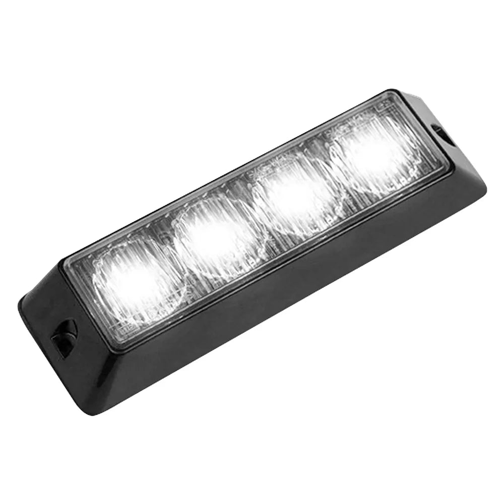 ~(1 lbs. 7X2X2)~ 4-LED 19 Function 4-Watt High-Intensity Strobe Light Module w Black Base - White Color