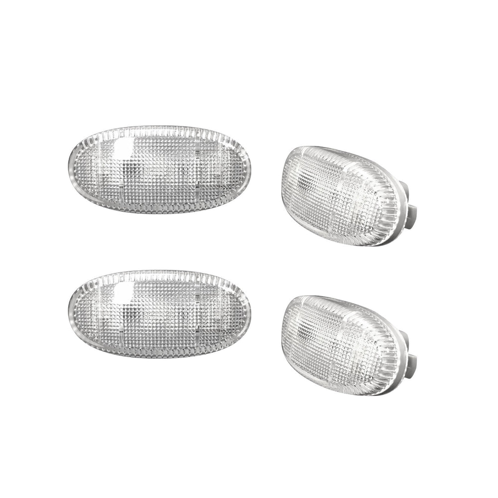 ~(1 lbs. 10X6X3)~ Ford 11-19 Superduty Dually Fender Lenses (4-Piece Set) w/ 2 Red LED Lights and 2 Amber LED Lights - Clear Lens w/ Chrom