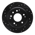 R1 91-99 Acura Legend Rear Left Drilled & Slotted Black Brake Rotor