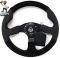 NRG Reinforced Steering Wheel (320mm/ 2.5in. Deep) Sport Leather / Suede w/ Red Stitch