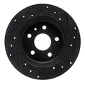 R1 16-23 Chevrolet Bolt EV Rear Left Drilled & Slotted Black Brake Rotor