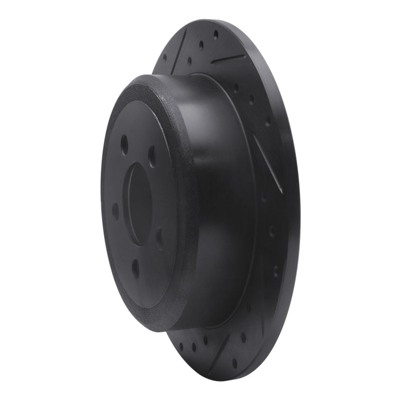 R1 07-12 Dodge Nitro Rear Left Drilled & Slotted Black Brake Rotor