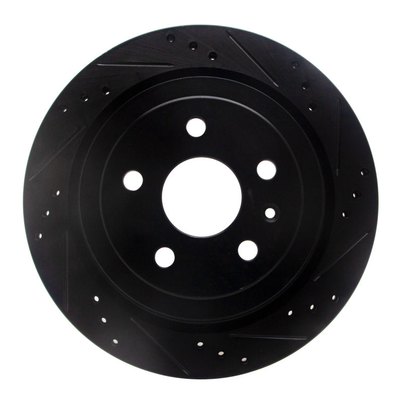R1 08-19 Cadillac CTS Rear Right Drilled & Slotted Black Brake Rotor