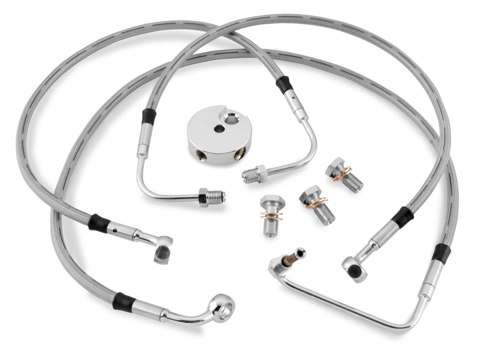 Twin Power 08-13 FLHR FLHT FLT Non ABS Models Stainless Steel Dot Brake Line Kit Rear Stock Length