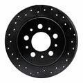 R1 88-94 Volvo 740/745/760/780 Rear Left Drilled Black Brake Rotor