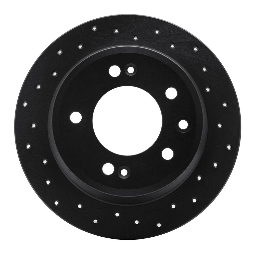 R1 09-16 Hyundai Elantra Rear Right Drilled Black Brake Rotor