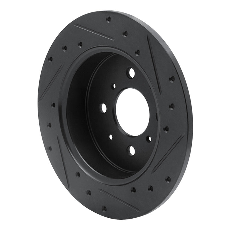 R1 01-05 Acura EL Rear Left Drilled & Slotted Black Brake Rotor
